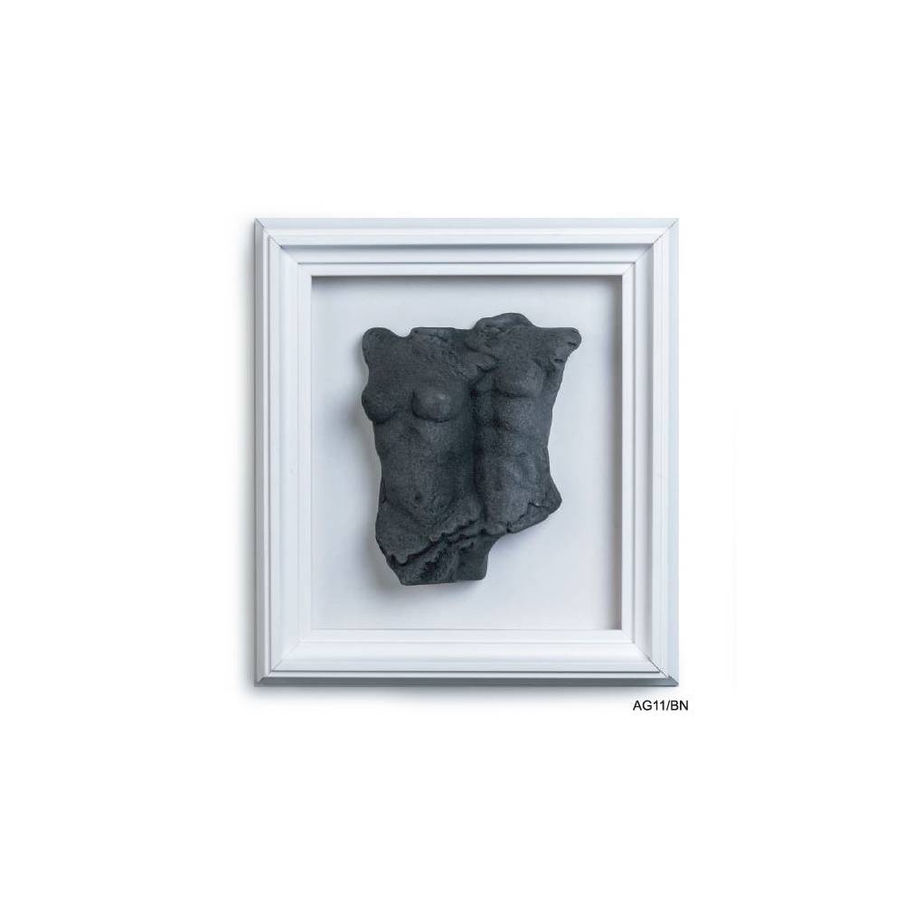 Quadro medio coppia busti nero, con cornice bianca. Sharon