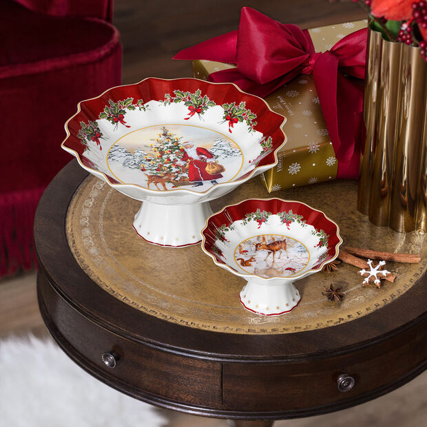 Ciotola su piedistallo Babbo Natale con albero di Natale Villeroy & Boch linea Toy's fantasy