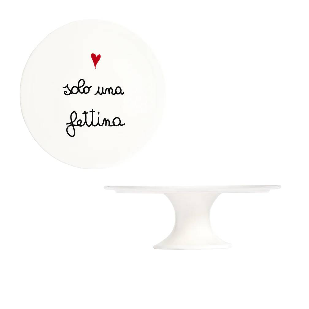 Alzata per dolci in gres decoro "Solo una fettina". Simple day