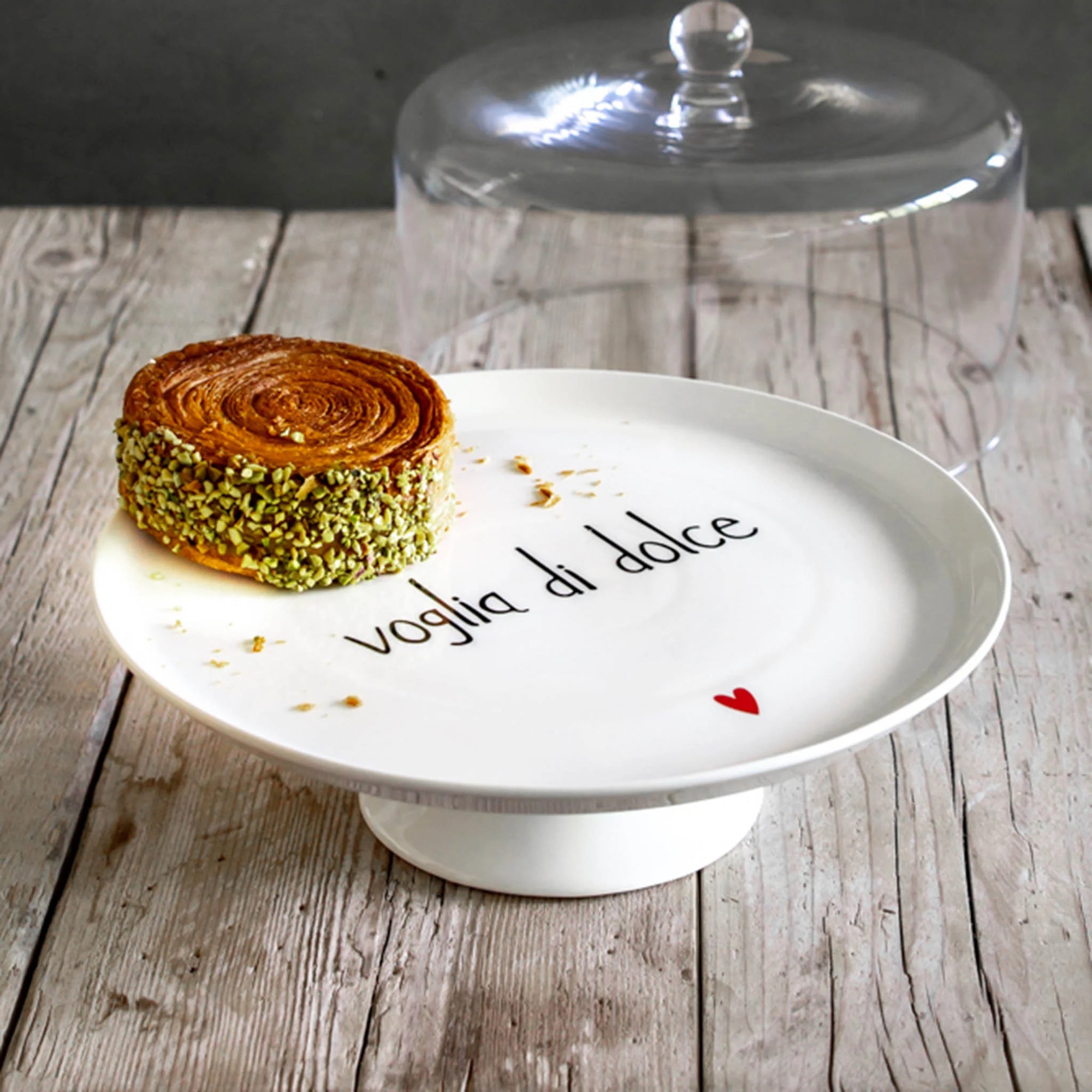 Alzata per dolci in gres decoro &quot;Voglia di dolce&quot;. Simple day