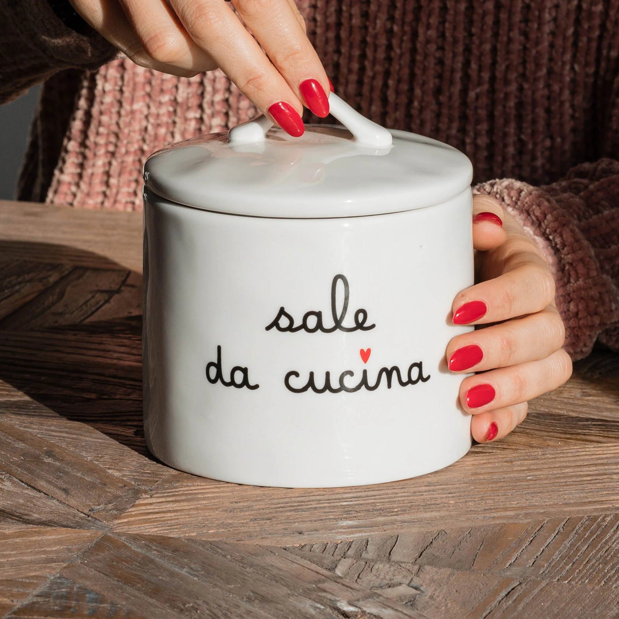 Barattolo in gres decoro &quot;Sale da cucina&quot;. Simple day