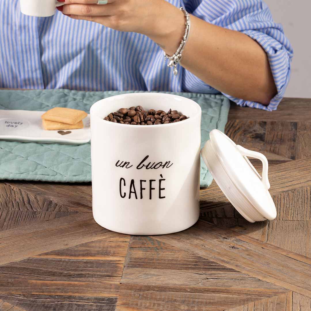 Barattolo in gres decoro "Un buon caffè". Simple day