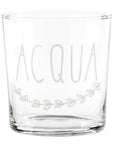 Set 6 bicchieri acqua decoro "Acqua", trasparente con scritta in bianco. Simple day