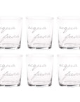 Set 6 bicchieri acqua decoro "Acqua fresca", trasparente con scritta in bianco. Simple day