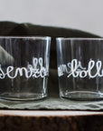 Set 6 bicchieri acqua decoro "Senza bolle", trasparente con scritta in bianco. Simple day