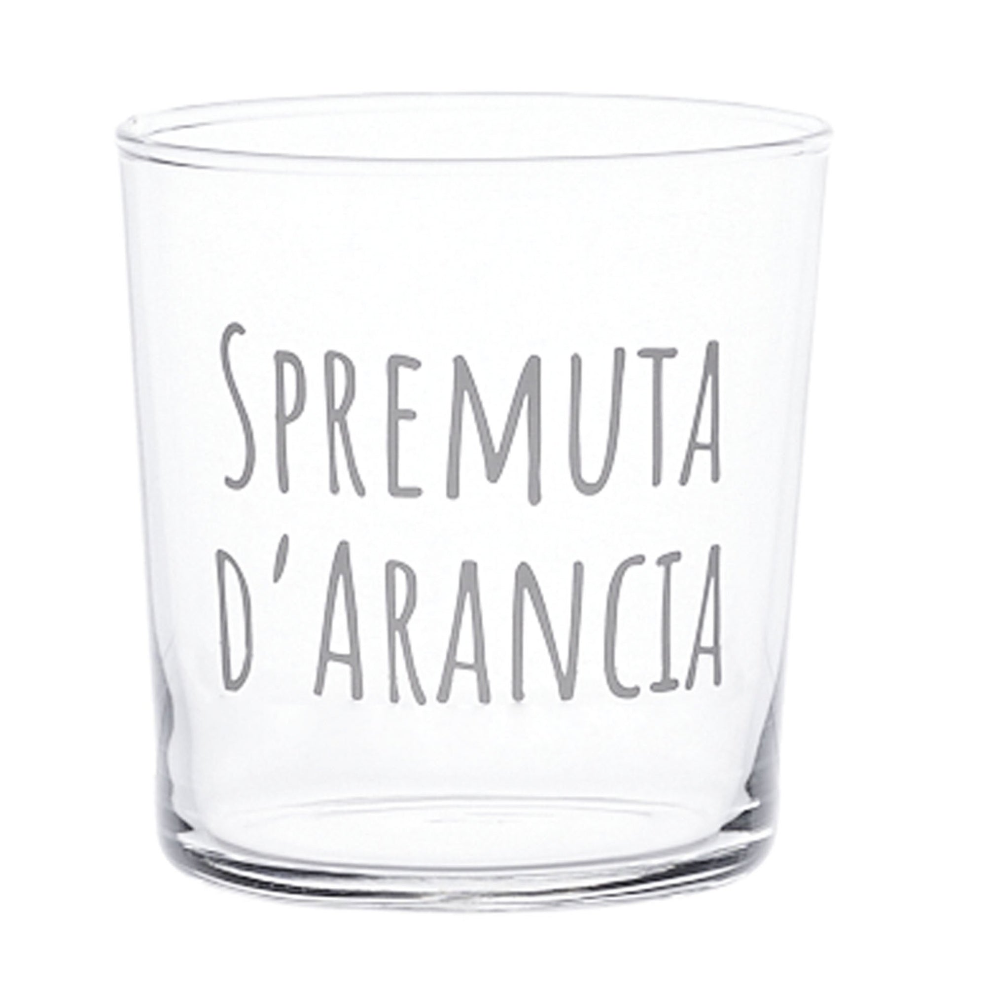 Set 6 bicchieri decoro "Spremuta d'arancia", trasparente con scritta in bianco. Simple day