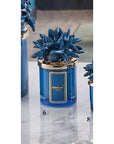 Candela grande 300 gr. con tappo stelle marine, colore blu, in porcellana Capodimonte. Melaverde