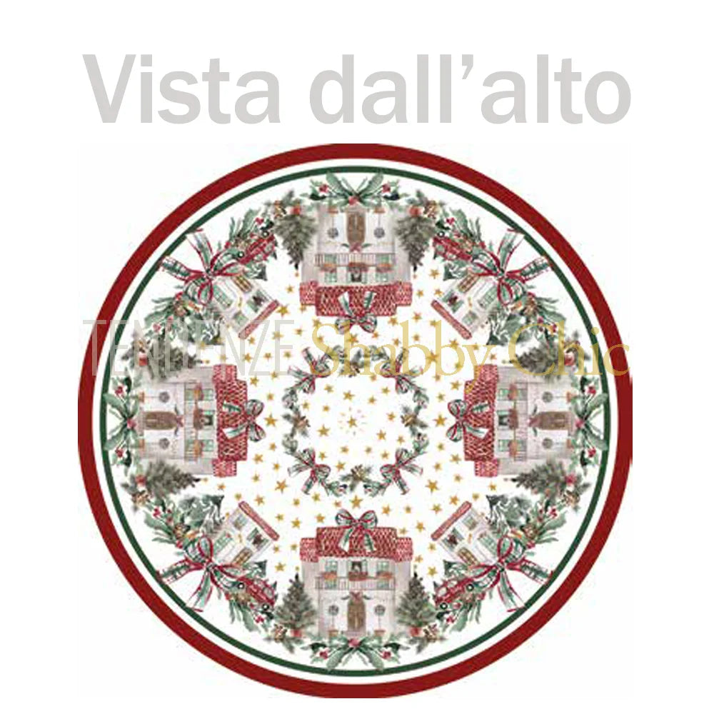 Tovaglia tonda natalizia, Linea Un Natale Italiano D.165 cm. Blanc Mariclò