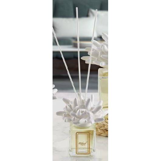 Profumatore 100 ml. con tappo anemone, colore bianco, in porcellana Capodimonte. Melaverde