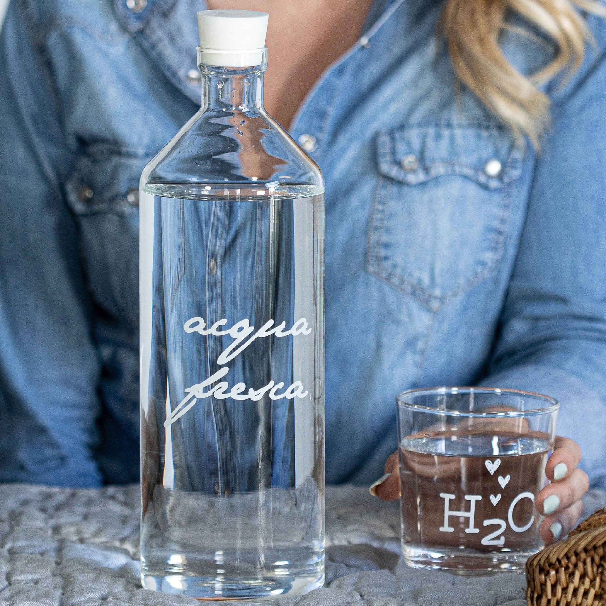 Bottiglia acqua decoro "Acqua Fresca". Simple day
