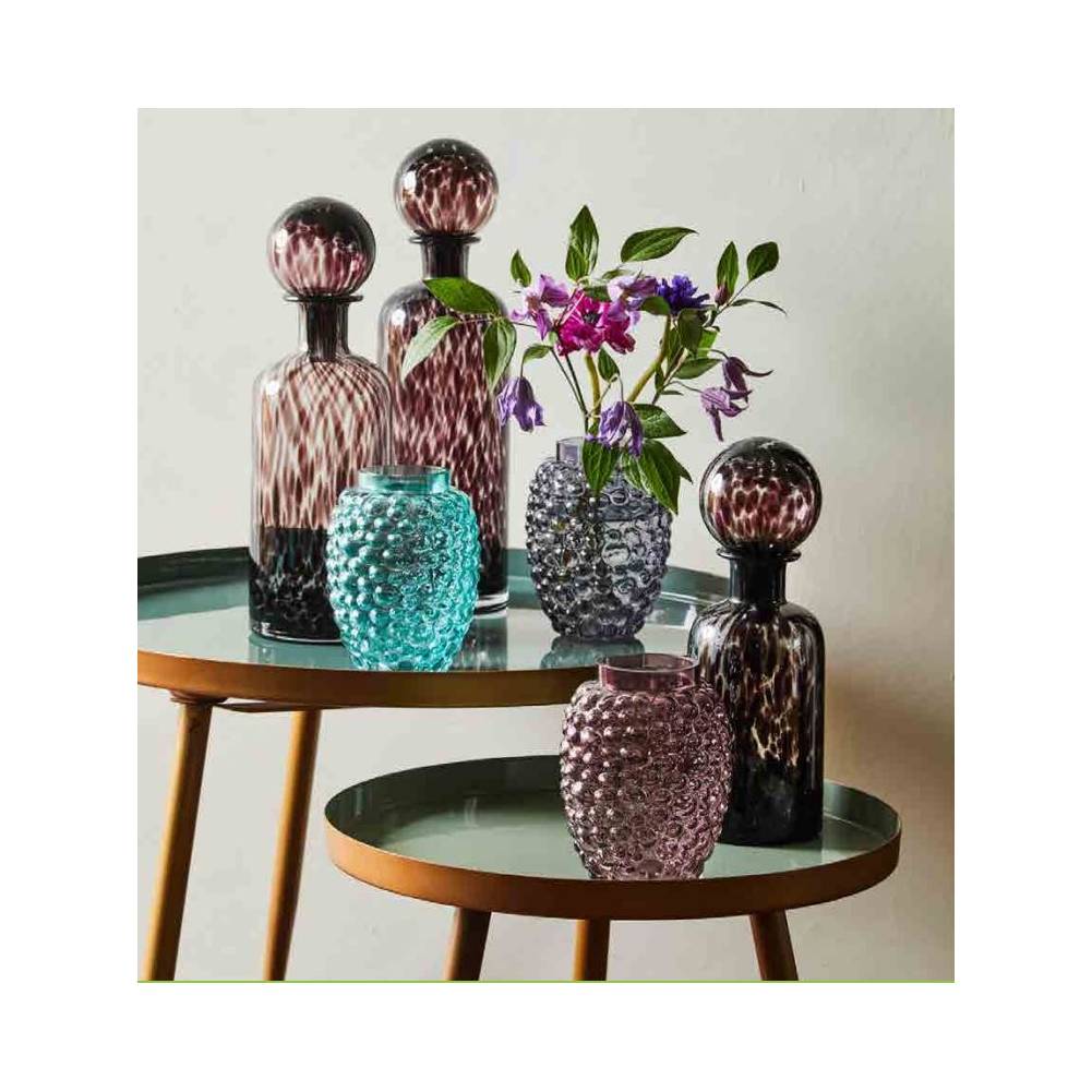 Vaso bolle, Linea Bubble, in vetro azzurro, H. 15 cm. Tognana