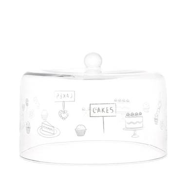 Campana in vetro decoro Cakes in bianco diametro 28.5cm. Simple day