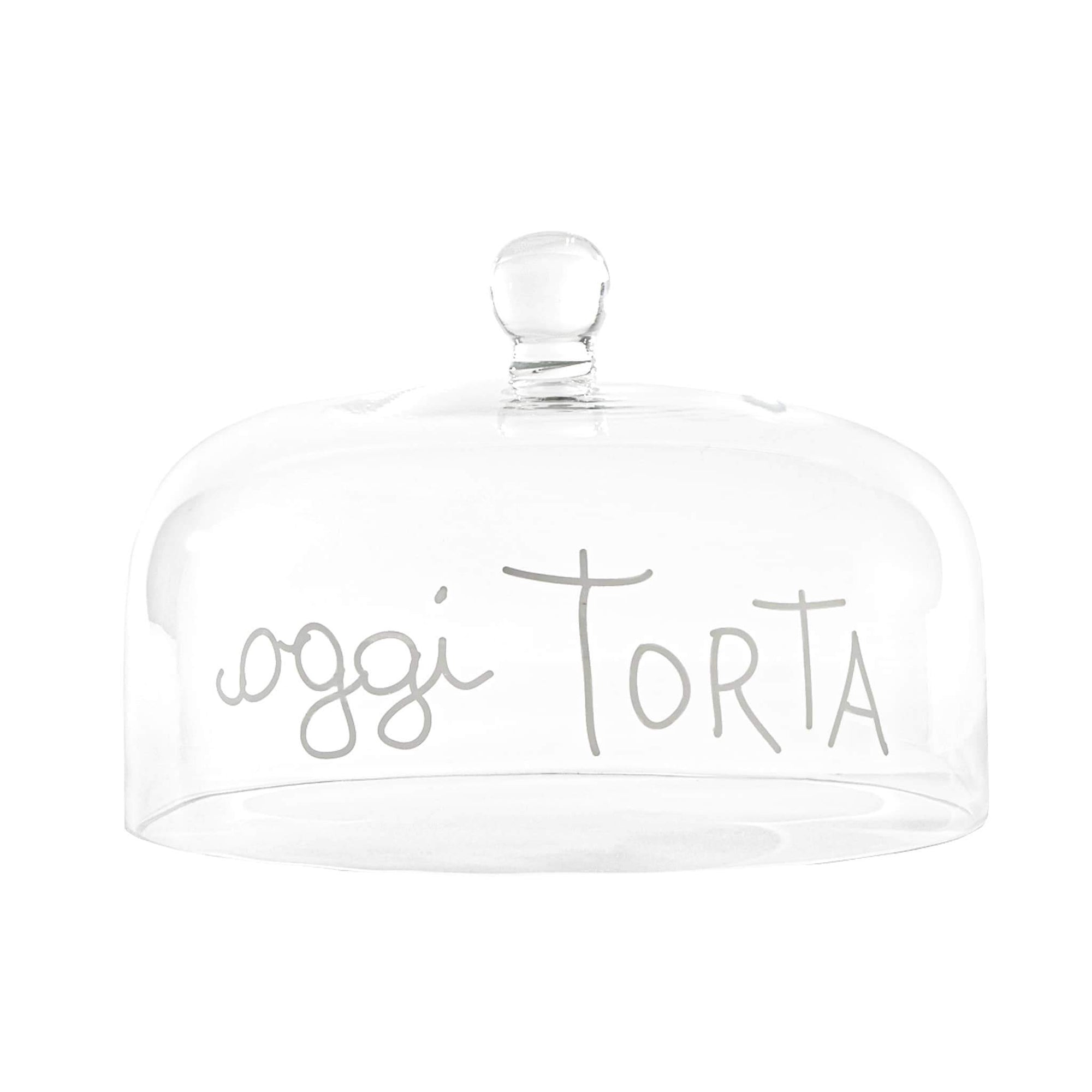 Campana in vetro decoro Oggi Torta in bianco diametro 24.5cm. Simple day