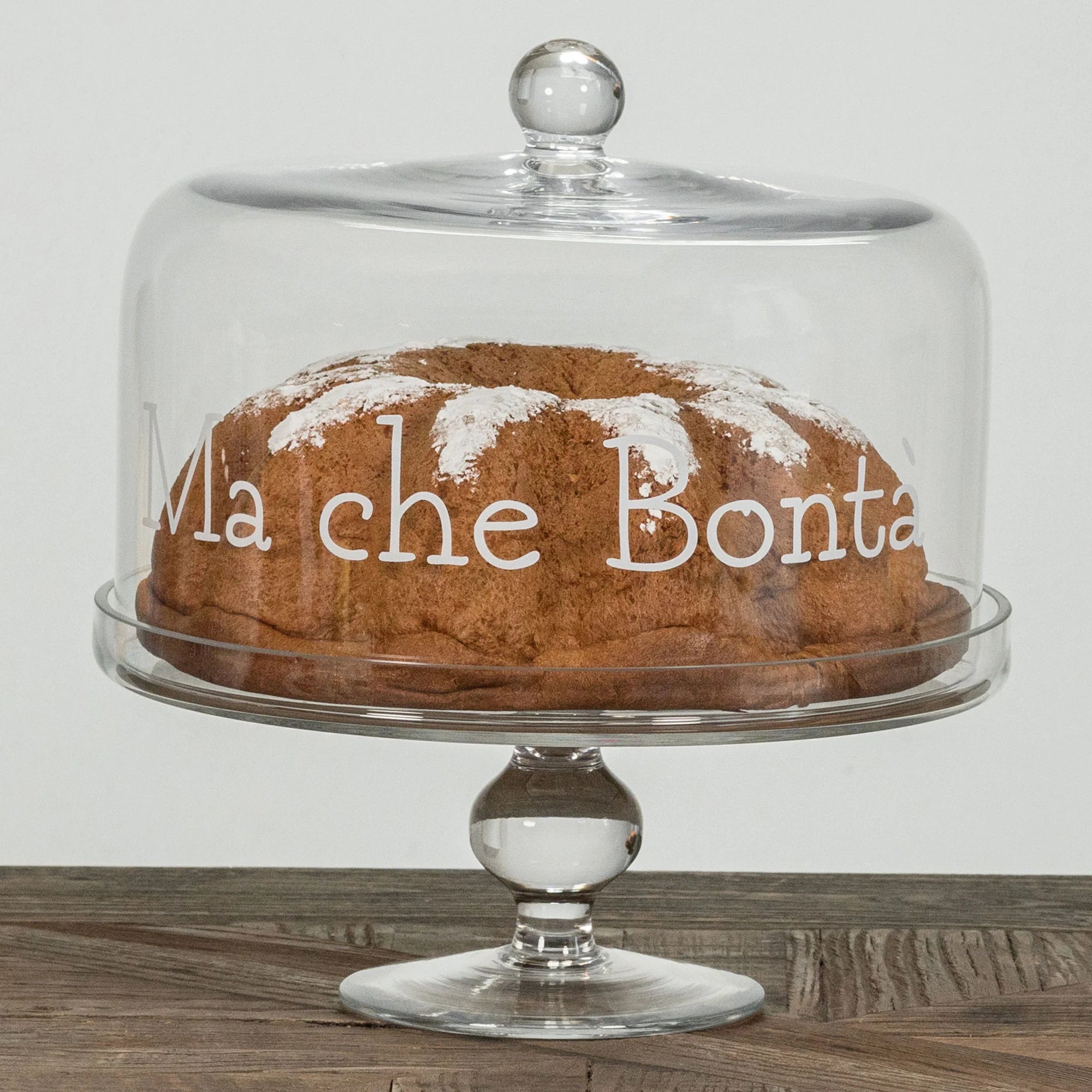 Campana in vetro decoro "Ma che bontà" in bianco diametro 24.5cm. Simple day