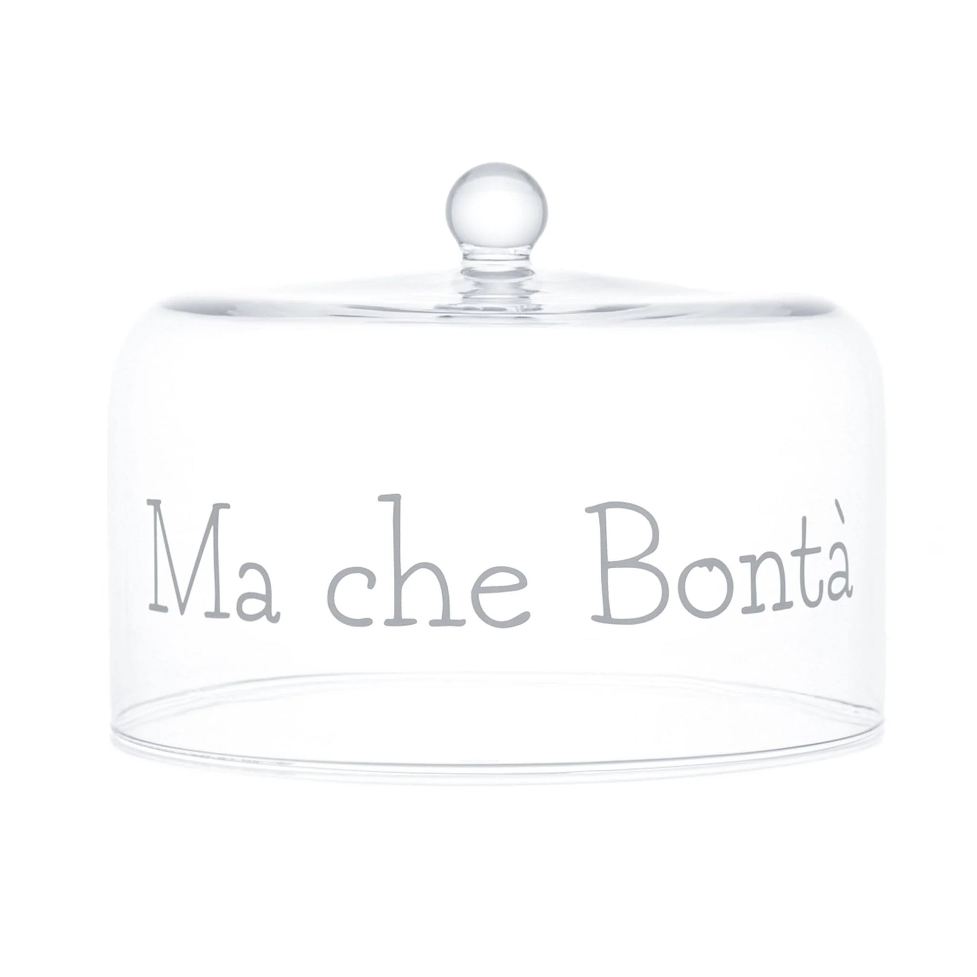Campana in vetro decoro "Ma che bontà" in bianco diametro 24.5cm. Simple day