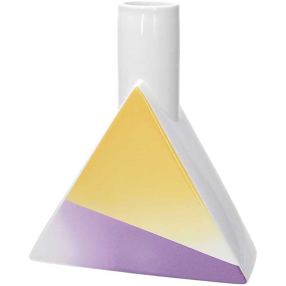 Vaso bottiglia triangolo, Linea Pastel, in ceramica multicolor, H. 23 cm. Tognana