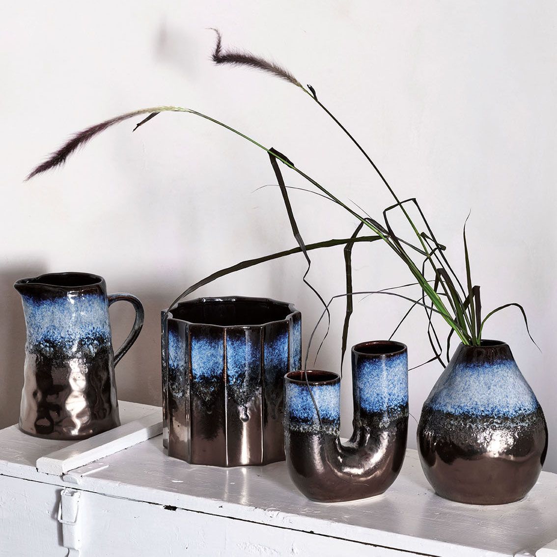 Vaso Sfaccettato H. 21 Cm. Linea Enigma in Ceramica. Tognana