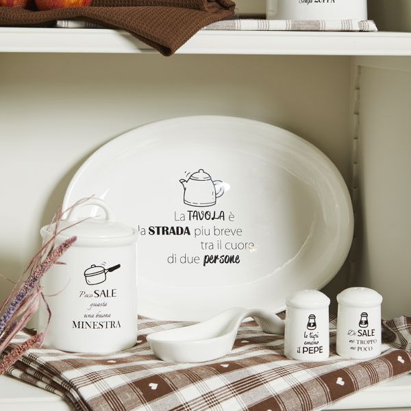 Piatto rettangolare piccolo Linea Ceramica Kitchen Cool colore bianco. Tognana Porcellane