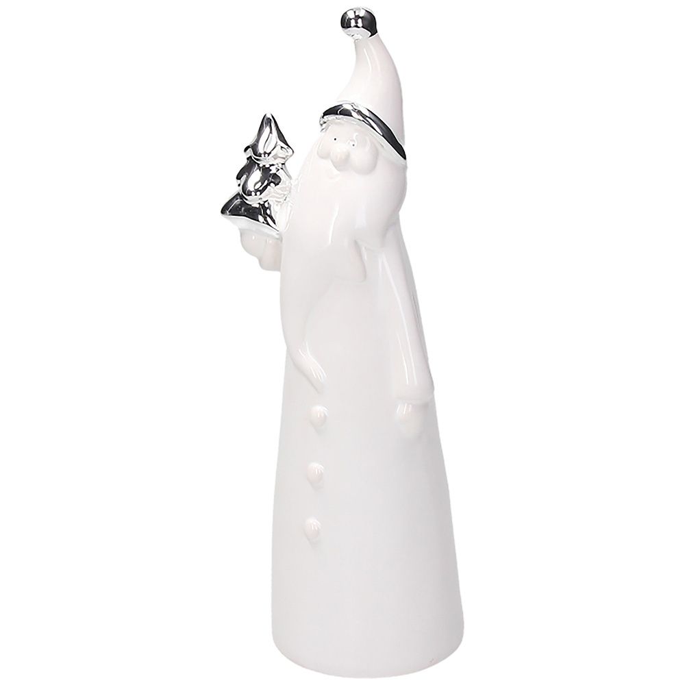 Babbo Natale in ceramica bianco e argento, Linea Lame. Tognana