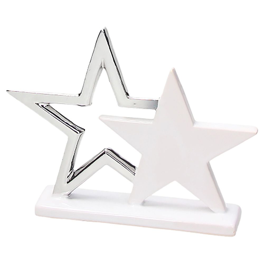 Stelle Decorative in ceramica bianco e argento, Linea Lame. Tognana
