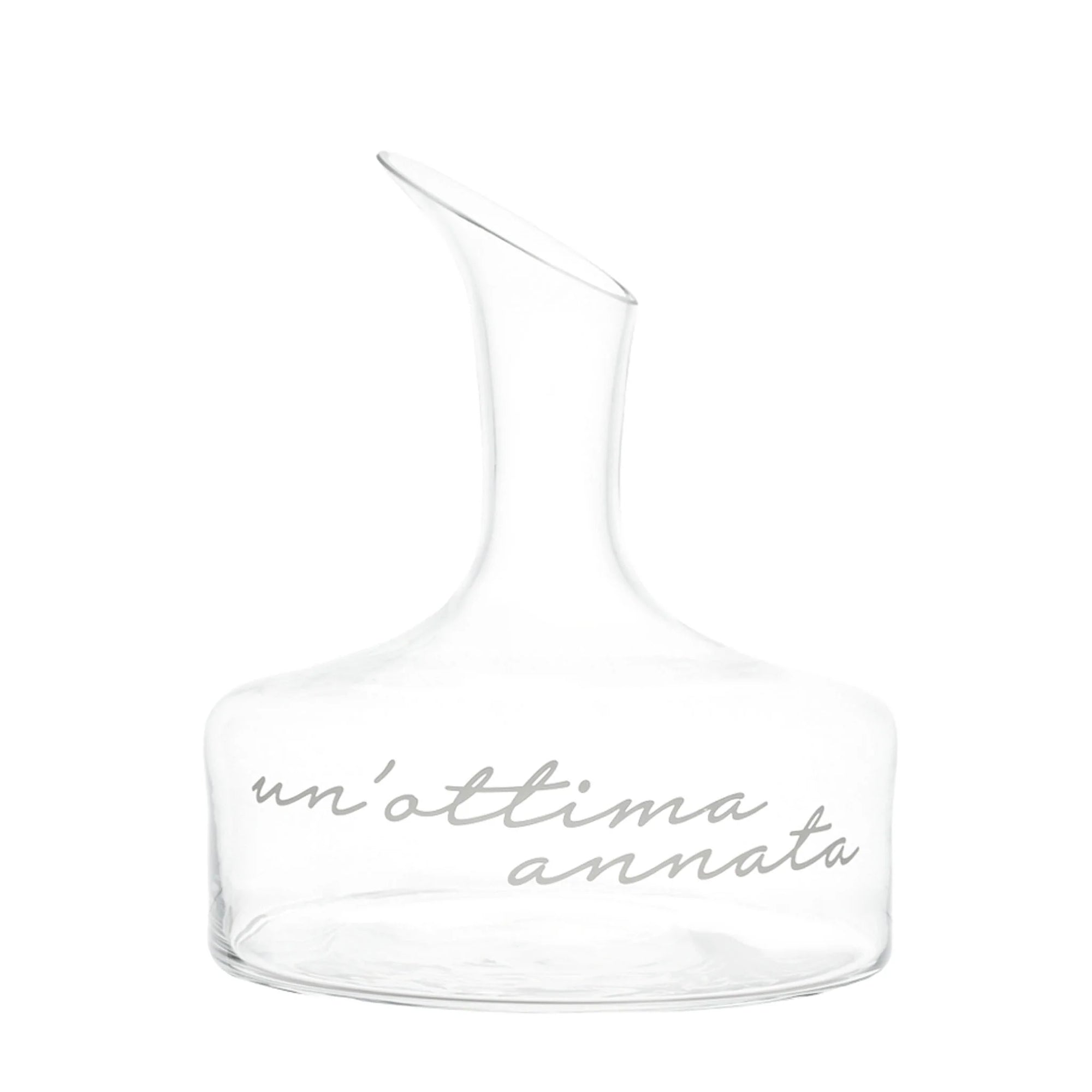 Decanter in vetro decoro "Un'ottima annata" 1,2lt., trasparente con scritta in bianco. Simple day