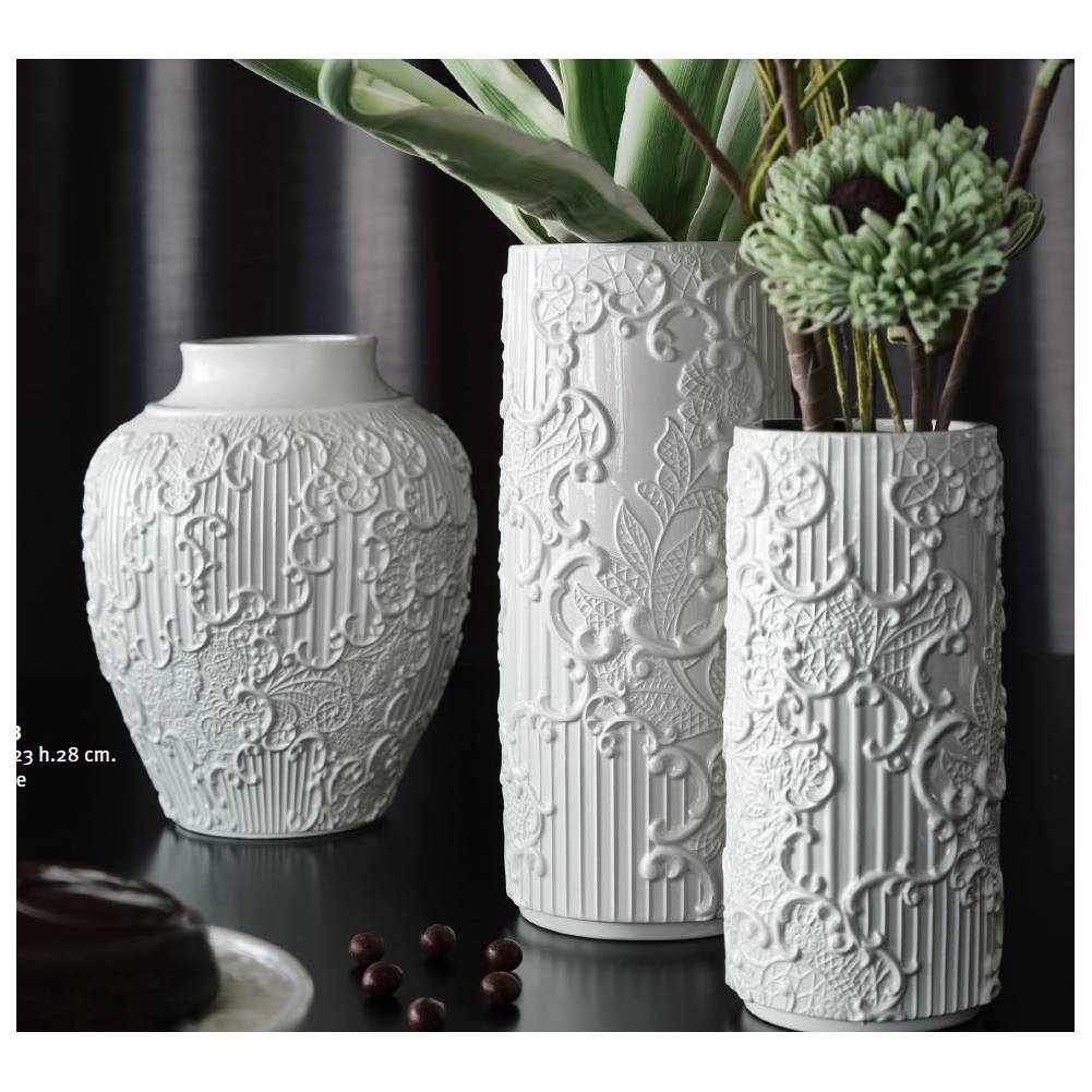 Vaso bombato in ceramica, Linea Dentelle, ø23 H.28 cm. Henriette