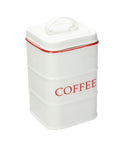 Set barattoli SALE, ZUCCHERO E CAFFE', porcellana, bianco e rosso. Tognana