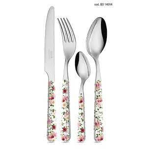 Cucchiaio Linea ROSES acciaio inossidabile, con manico rose rosa e gialle. Neva Posate