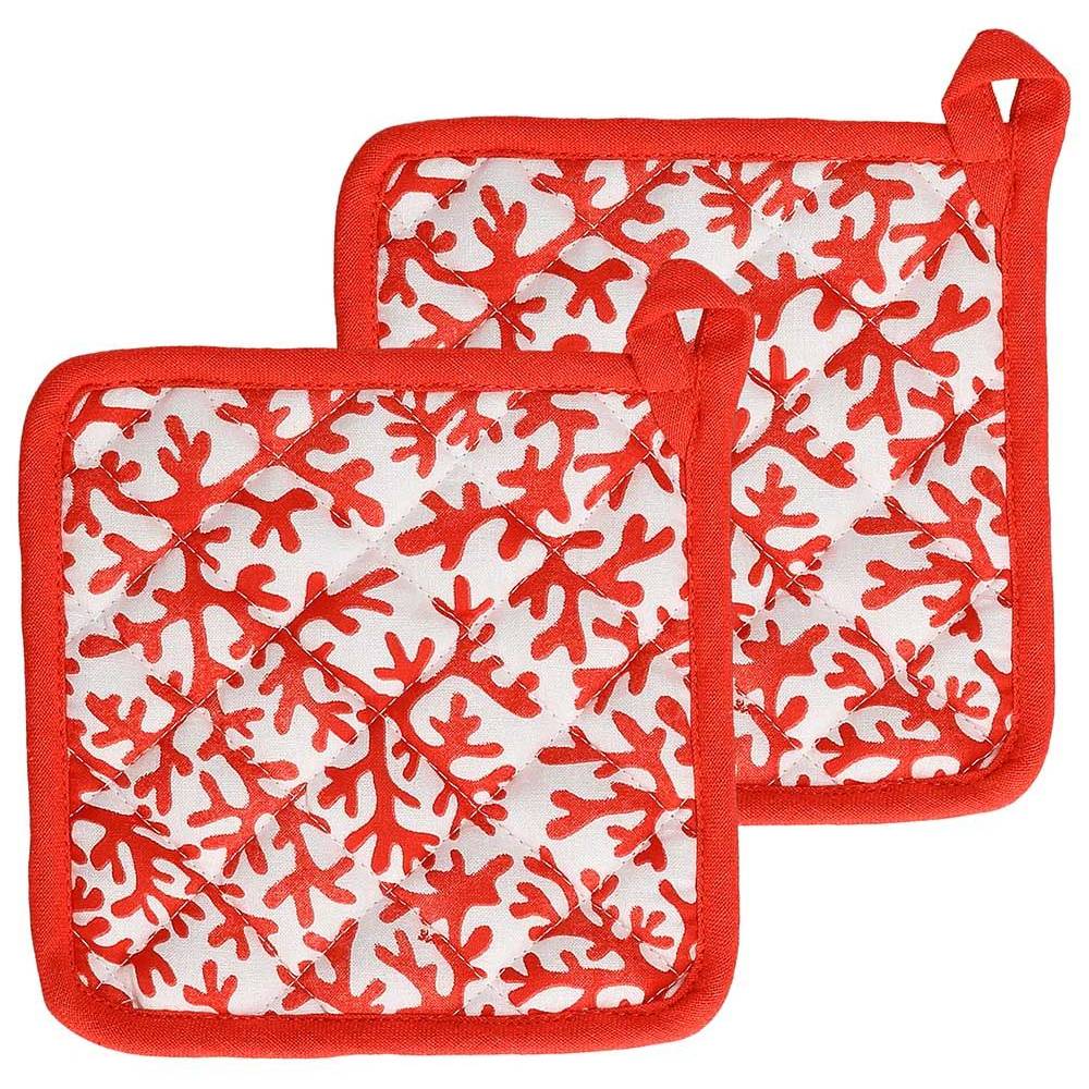 Set 2 Presine disegno corallo Reef, colore rosso e bianco. Tognana