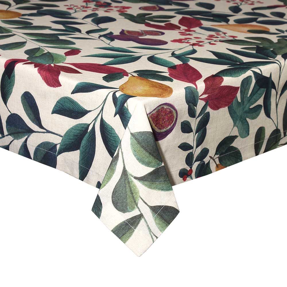 Tovaglia da tavola disegno frutta autunno, Linea Ophera, 150x300cm. Tognana