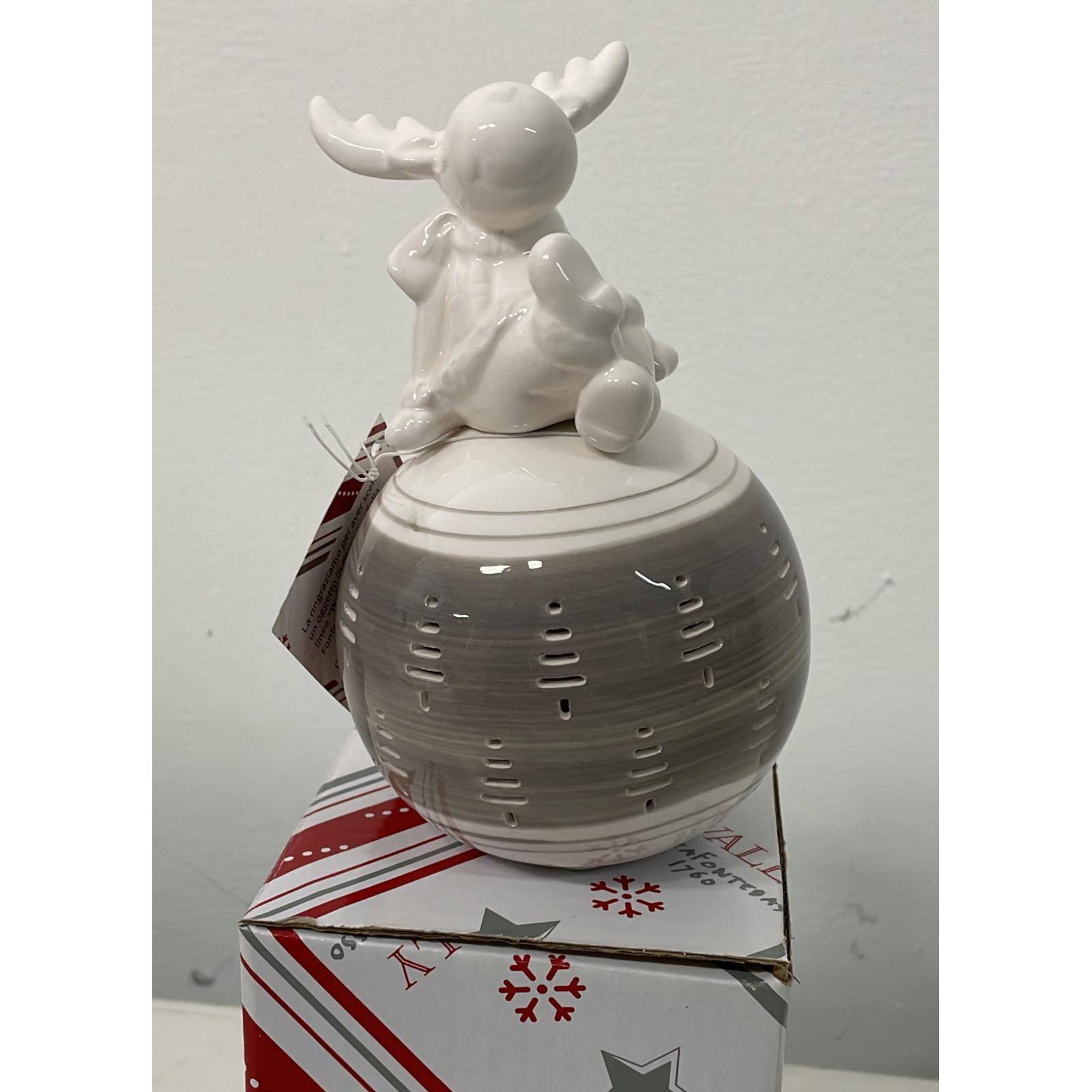 Renna in ceramica disegno grigio alberelli. Tognana