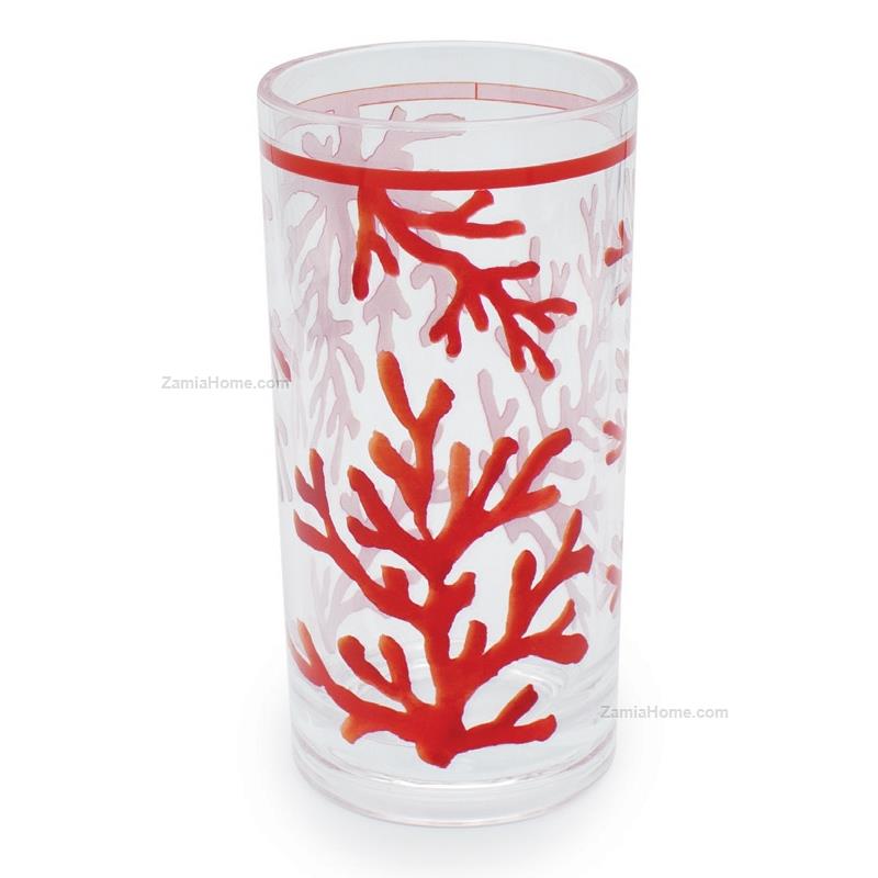 Set 6 Bicchieri alto, bibita, Linea Red Coral, in melamina. Fade