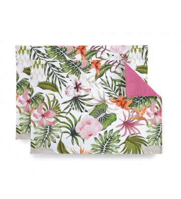 Set 2 tovagliette americane Blooming 50x35 cm. in cotone. Fade