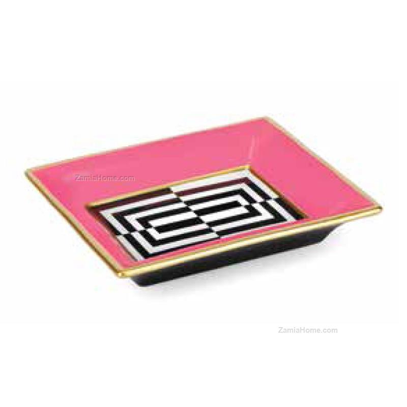 Svuotatasche rettangolare "Vogue", in Porcellana, colore bianco nero e rosa. Marca Fade