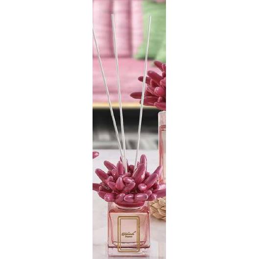 Profumatore 100 ml. con tappo anemone, colore fucsia, in porcellana Capodimonte. Melaverde