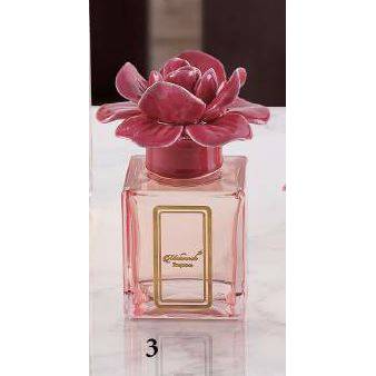 Profumatore 250 ml. con tappo fiore, colore fucsia, in porcellana Capodimonte. Melaverde