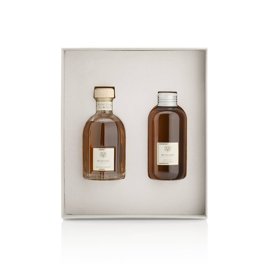 GIFT BOX da 100 ml. Con Ricarica da 150ml. fragranza Arancio uva rossa. Dr. Vranjes
