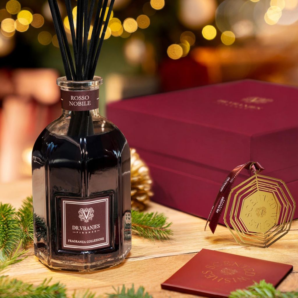 Gift box XMAS EDITION Diffusore 500 ml ROSSO NOBILE con bastoncini con decoro. Dr. Vranjes