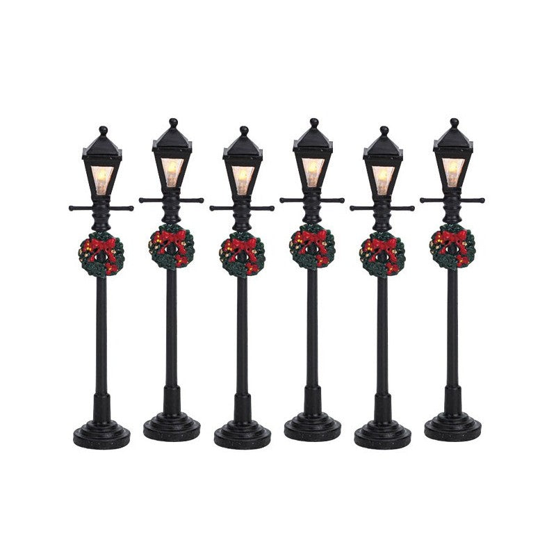 Gas Lantern Street Lamp Set of 6 B/O 4.5V. Lemax