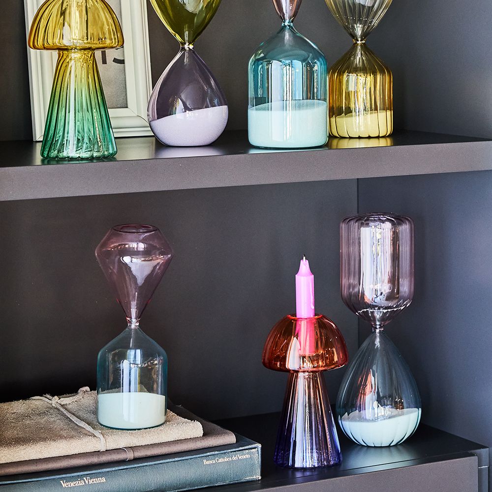 Clessidra monocolore giallo, in vetro Plissè H. 20 cm. Tognana Porcellane