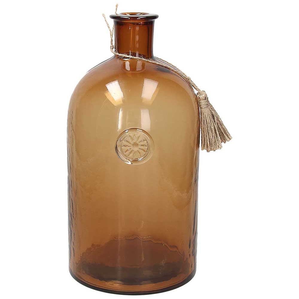 Vaso/bottiglia &quot;Cardinal&quot; ambra, H.30 in vetro con nappa. Tognana