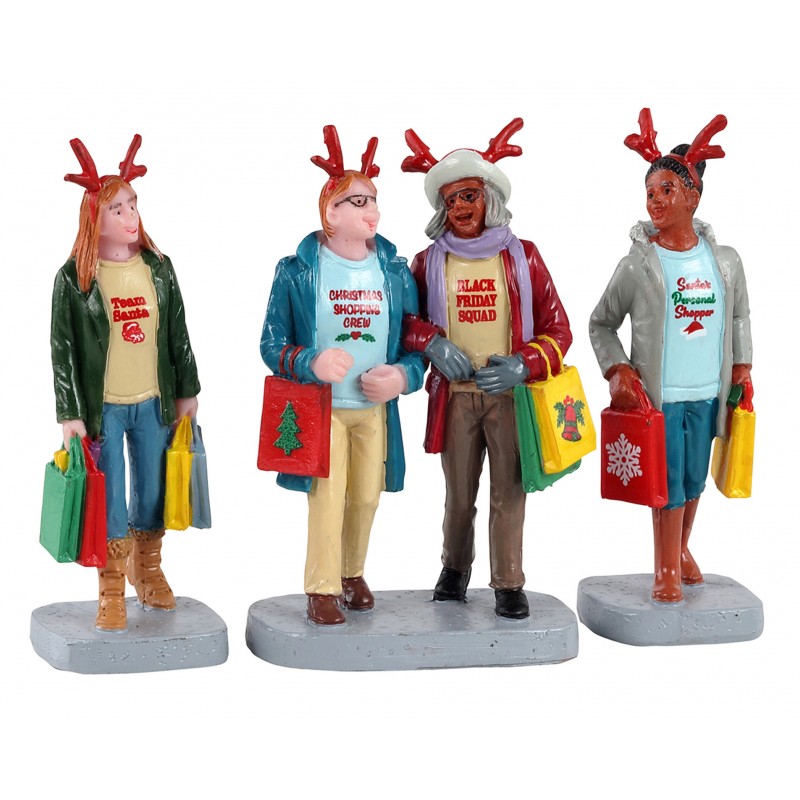 Statuine Girls Christmas Shopping Trip Set of 3. Lemax