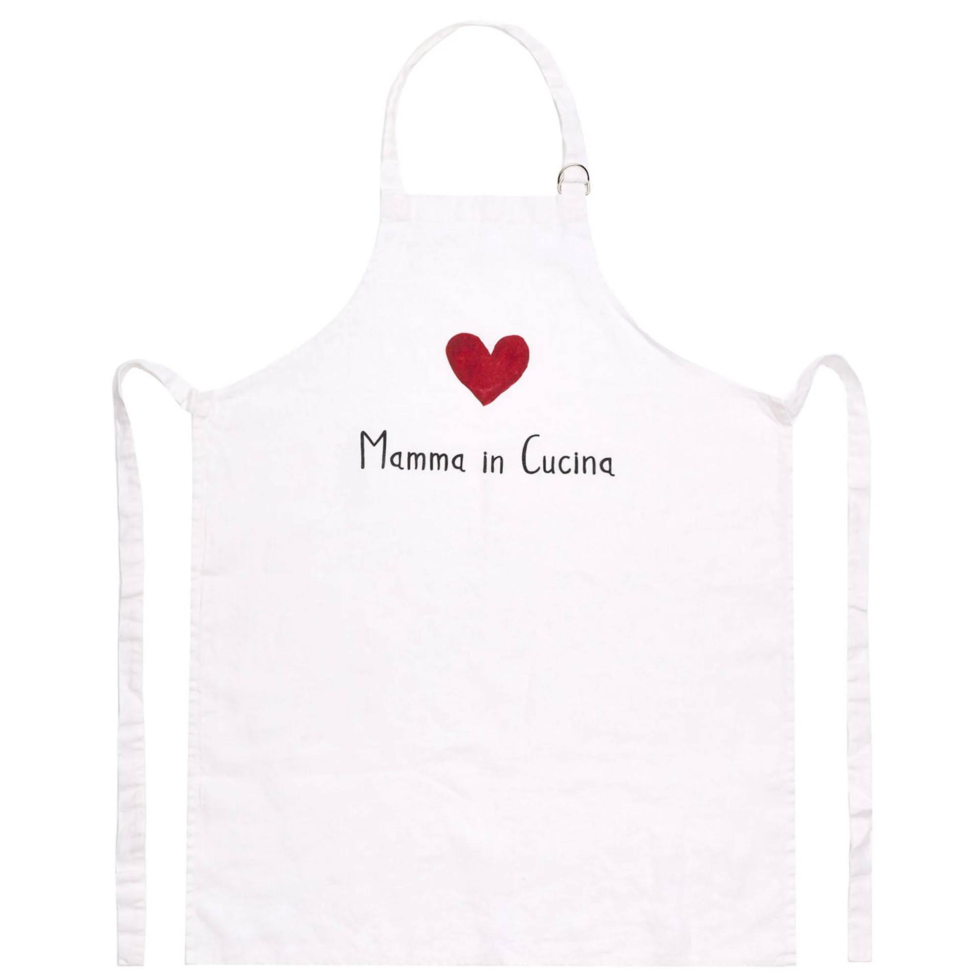 Grembiule lino decoro "Mamma in cucina" 70x85 cm. Simple day