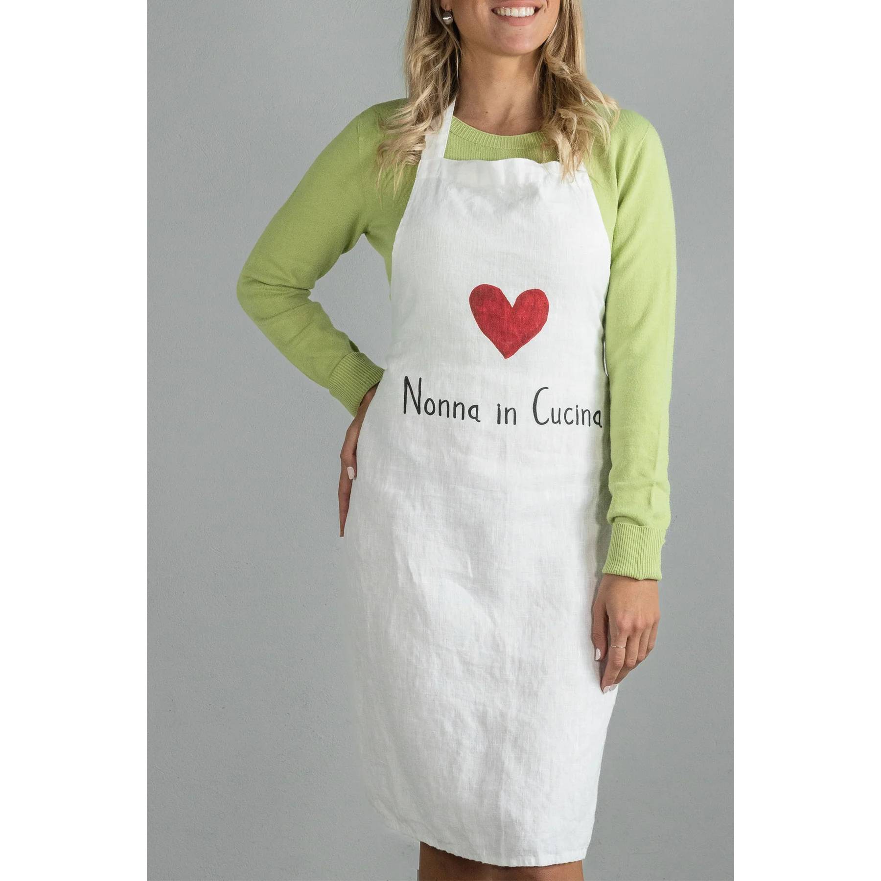 Grembiule lino decoro "Nonna in cucina" 70x85 cm. Simple day