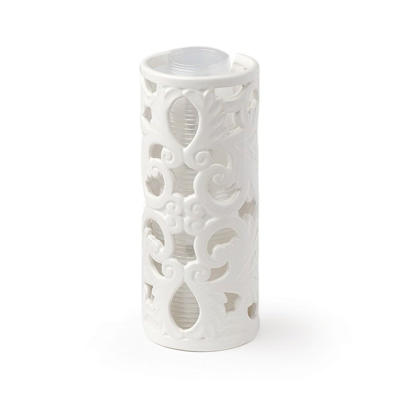 Portabicchieri traforato, in porcellana, bianco, misura 9x22 cm. Hervit Creations
