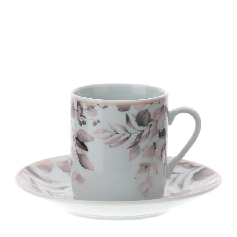 Set 2 tazzine caffè, Botanic, rosa, misura 9x5cm. Hervit Creations