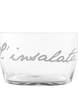 Insalatiera in vetro decoro "L'insalata" diametro 26,5 x H. 14cm., trasparente con scritta in bianco. Simple day