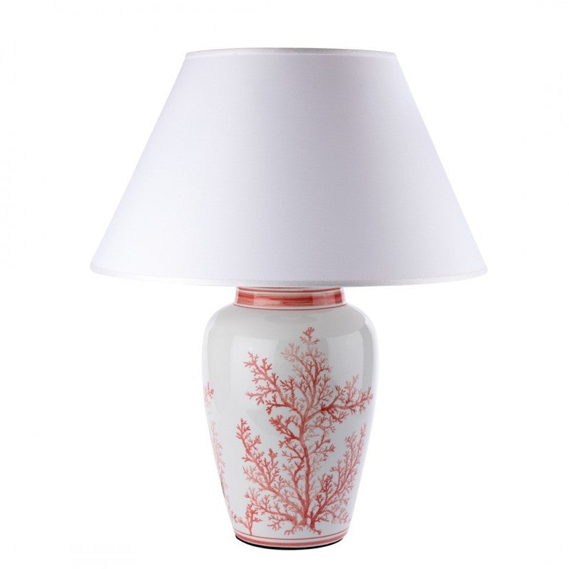 Lampada, in porcellana con disegni corallo. L'oca nera
