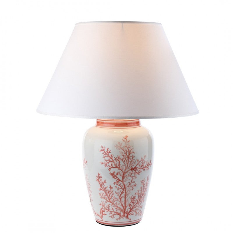 Lampada, in porcellana con disegni corallo. L'oca nera