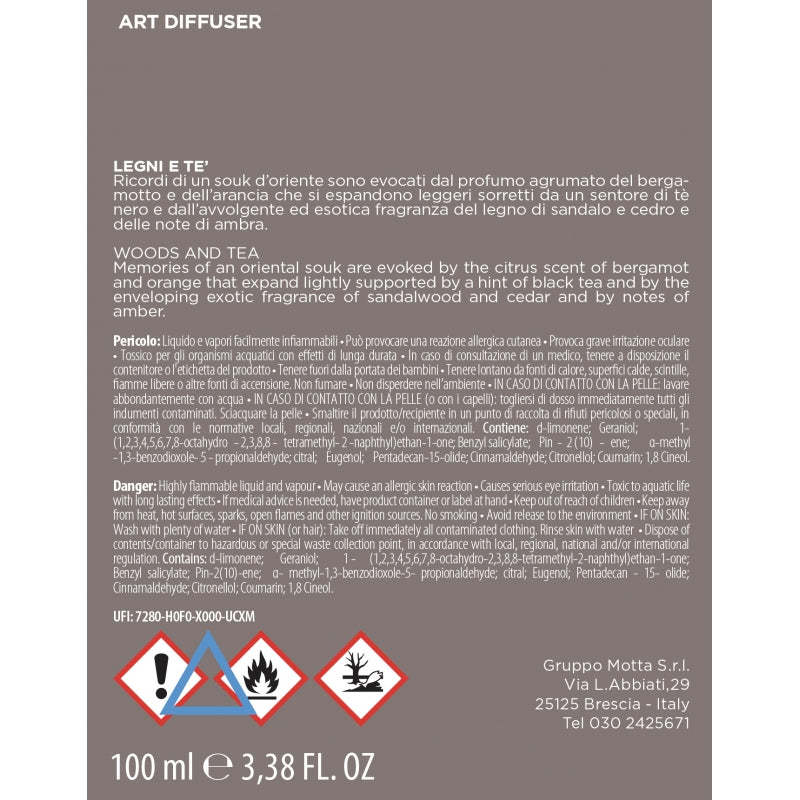 Profumatore d'ambiente "Art Diffuser" donna, legni e tè, 750ml. Muhà